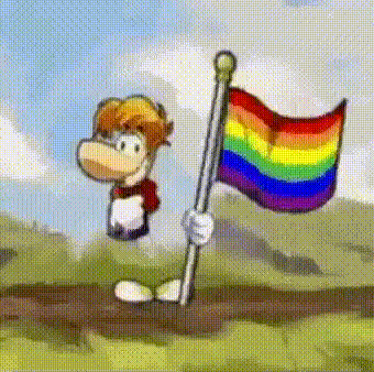 Rayman Holding Rainbow Flag