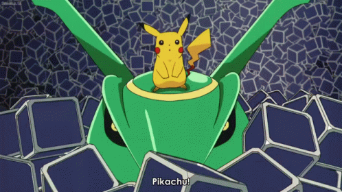 Rayquaza Pikachu And Deoxys GIF