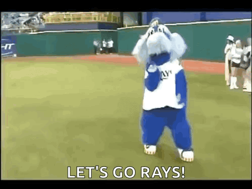 Rays Mascot Standing on Baseball Field