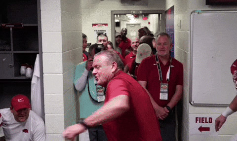Razorbacks Coach Celebrating With Players GIF
