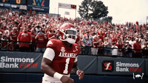 Razorbacks Player Entering Football Field GIF