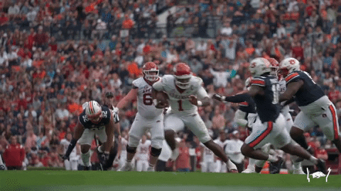 Razorbacks Player Pushed Away His Opponent GIF