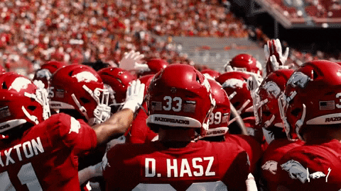 Razorbacks Players Huddle Up GIF