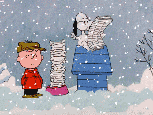 Reading Newspaper In Snow Snoopy GIF