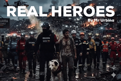 Real Heroes By Mr Urbina Firefighters Poster GIF