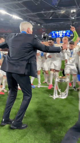 Real Madrid Coach Victory Dance With Players GIF