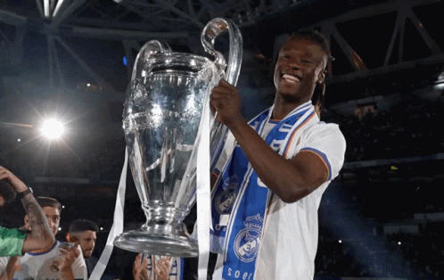 Real Madrid Happy Player Shakes Trophy GIF