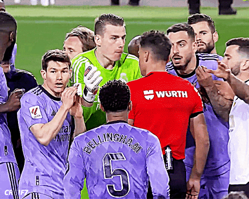 Real Madrid Players Argue With Referee GIF