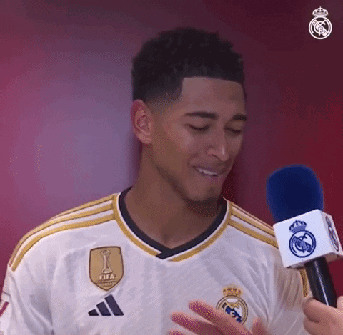 Real Madrid Playful Bellingham Smiles At Camera GIF