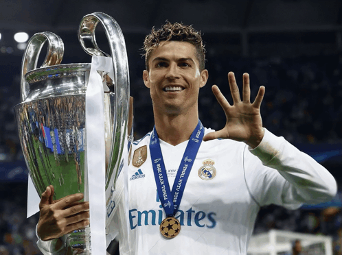 Real Madrid Ronaldo Holding Trophy GIF