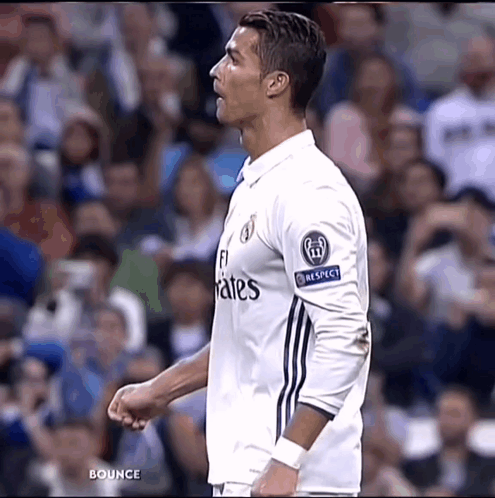 Real Madrid Ronaldo Lifts Hand For The Fans GIF