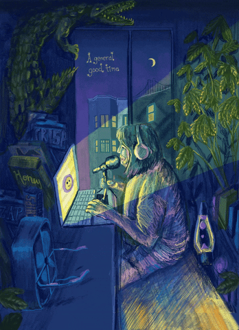 Recording At Night Lofi Girl GIF