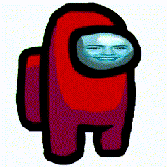 Red Among Us Character Blue Face
