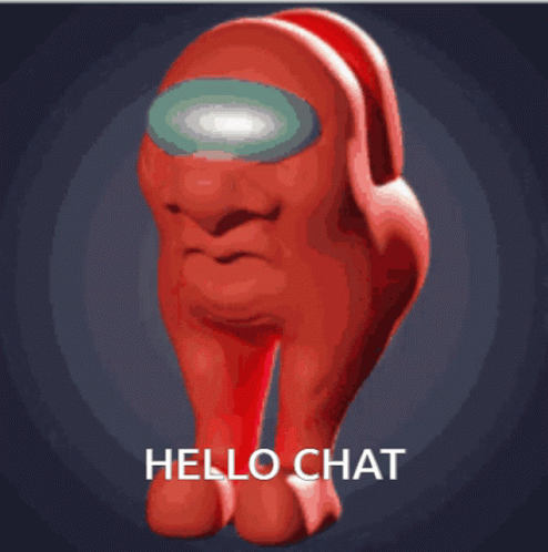 Red Among Us Character Saying Hello Chat