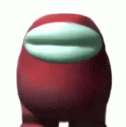 Red Among Us Character With Green Nose GIF