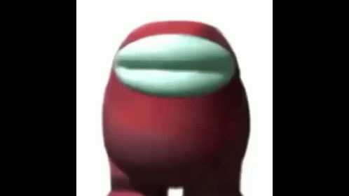 Red Among Us Character with Green Nose and Mouth