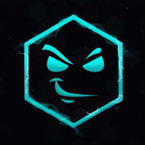 Red And Blue Glowing Cube With Face GIF