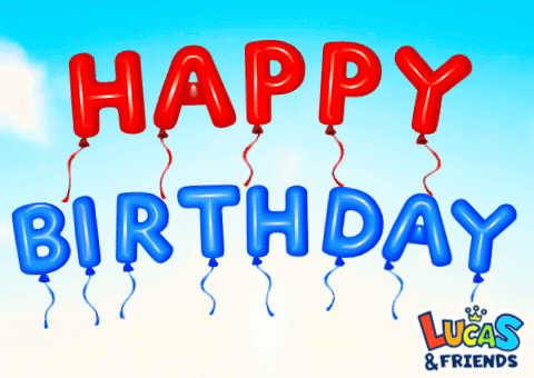Red and Blue Happy Birthday Balloons