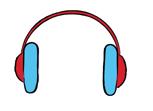 Red and Blue Headphones with Blue Ear Pads