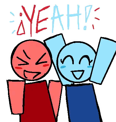 Red and Blue Stick Figures Yeah