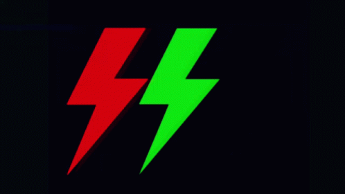 Red and Green Lightning Bolt
