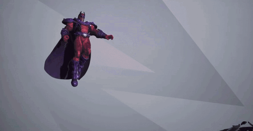 Red and Purple Superhero with Purple Lightning