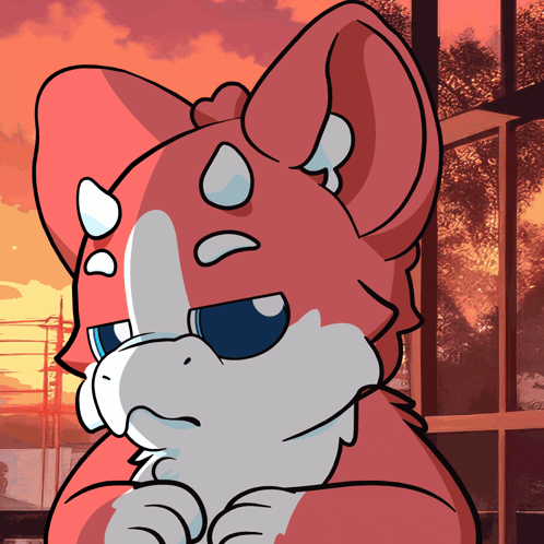 Red and White Animal with Sunglasses