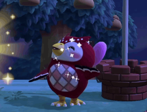 Red and White Bird with Stars on Face