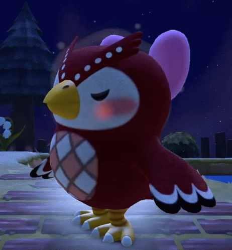 Red and White Bird with Yellow Beak and Purple Wings