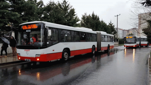 Red And White Bus With Ernst GIF
