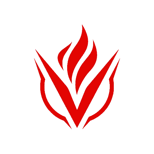 Red and White Flame with V