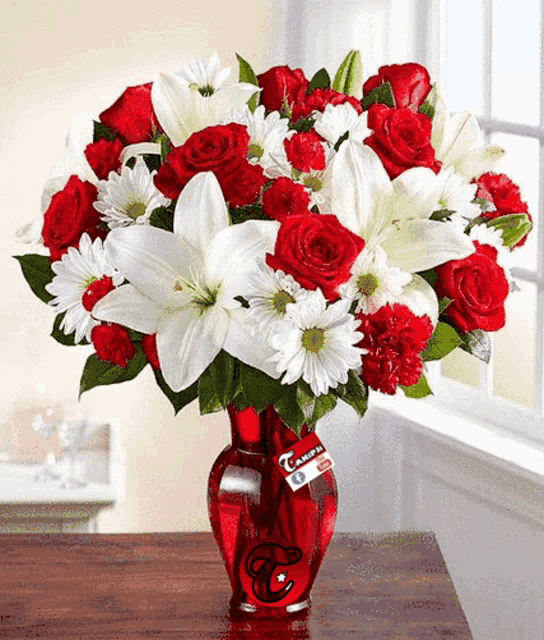 Red And White Flores Vase GIF