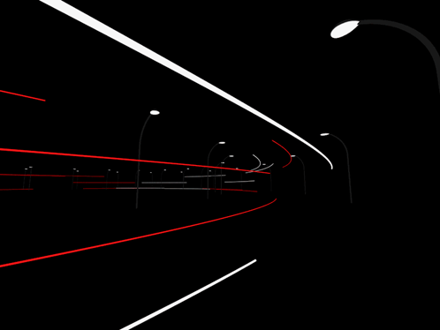red and white lines on a black background