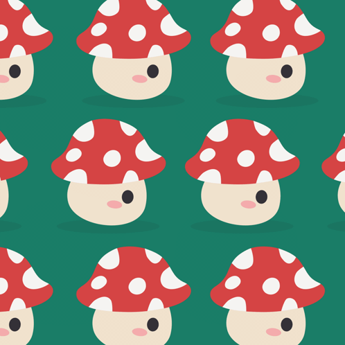 Red And White Polka Dot Mushrooms GIF