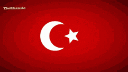 Red and White Star with Crescent Moon and Star