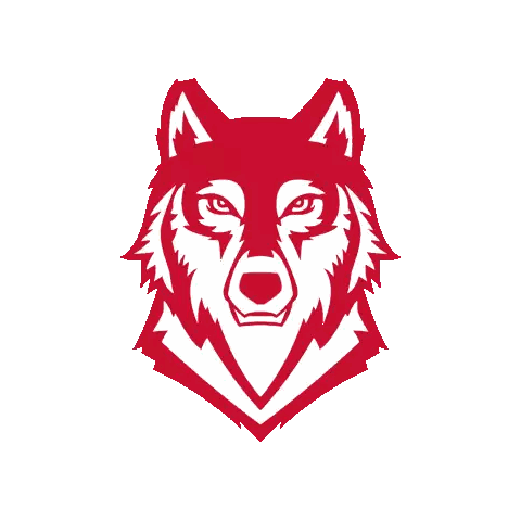 Red and White Wolf Head