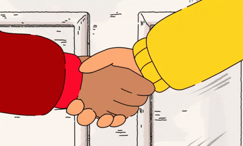 Red And Yellow Sleeves Shaking Hands Different Races GIF