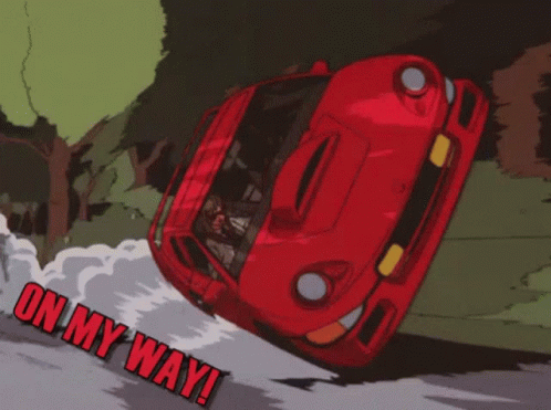 Red Anime Car On My Way GIF
