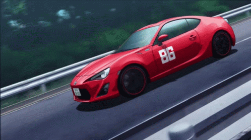 Red Anime Car Speed Up GIF
