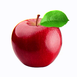 Red Apple With Green Leaf And Yellow Slice GIF