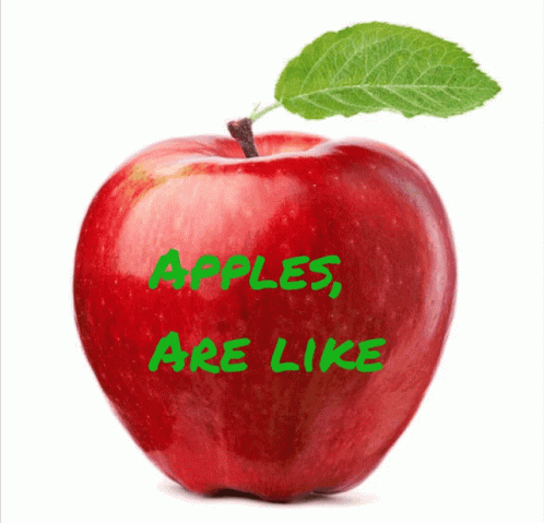 Red Apple With Green Leaf Saying Apples Are Like