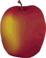 Red Apple with Yellow Peel and Brown Stem