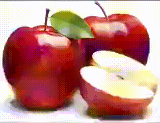 Red Apples With Green Leaves One Cut In Half
