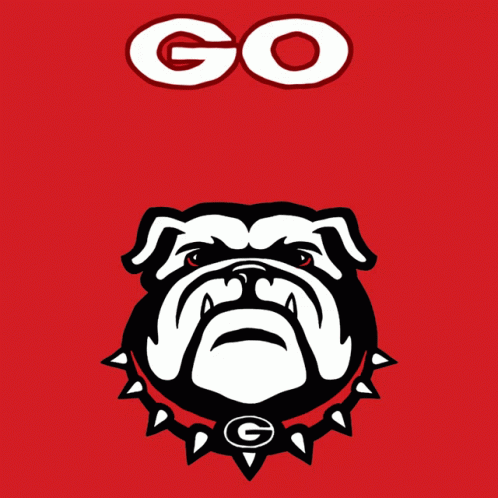 Red Background Bulldog Saying Go Dawgs