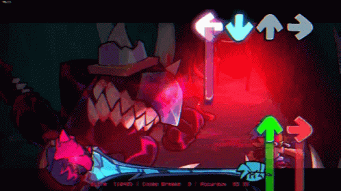 Red Background Cartoon Character Holding Knife GIF