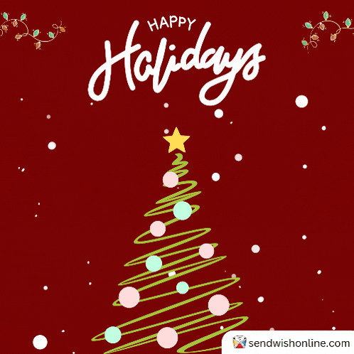 Red Background Happy Holidays Christmas Tree GIF