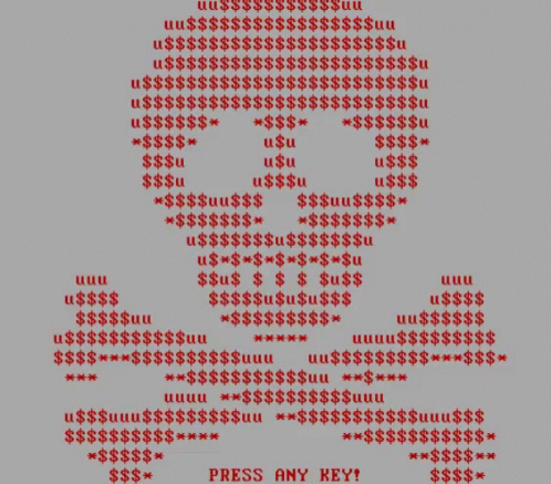 Red Background Skull Made of Dollars Press Any Key