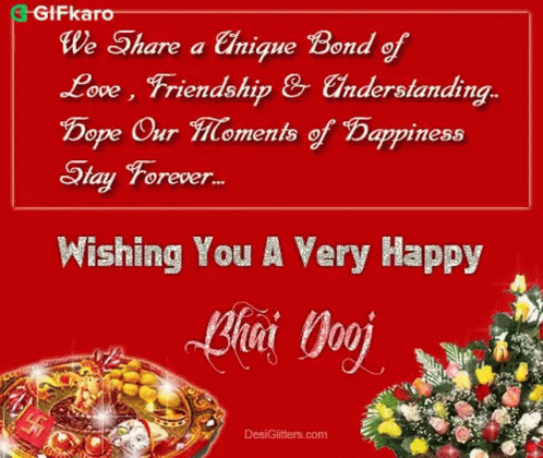 Red Background Wishing Happy Bhai Dooj GIF