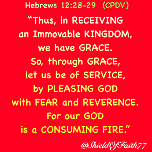 Red Background with Hebrews 12 28 29