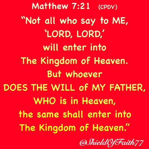 Red Background With Matthew 7:21 GIF